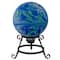 10" Blue White and Green Swirl Designed Glass Garden Gazing Ball